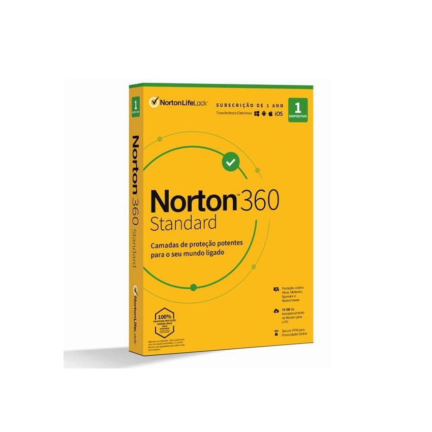 Norton 360 Standard Cloud 10GB 1 User, 1 Dispositivo, 1 Ano Caixa Física